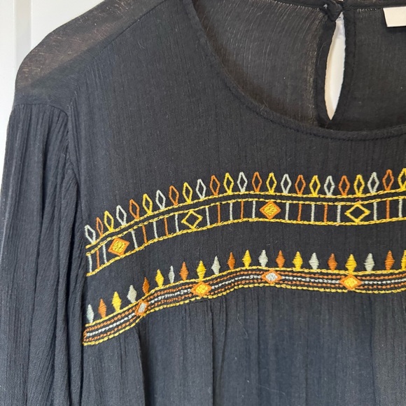 J. Jill Black Blouse with Gold Embroidery - Picture 2 of 9
